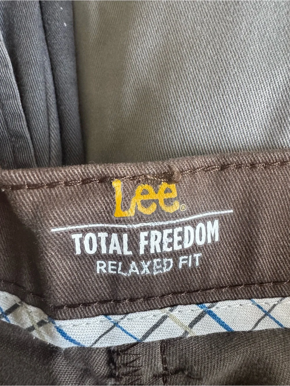 Lee Total Freedom Relaxed Fit Pants - Brown with Yellow Logo